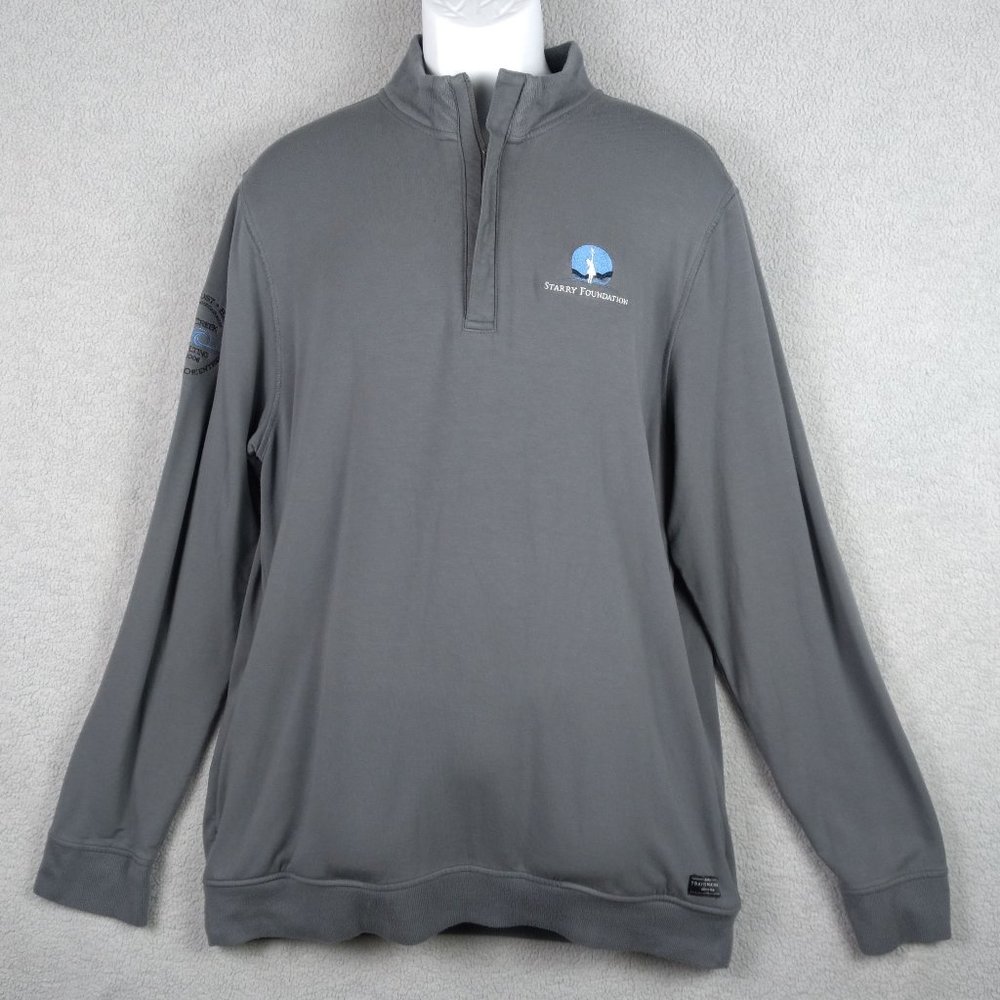 Travis Mathew Newport ¼ Zip Pullover Men’s Large Gray Long Sleeve TM1MU419 Logos